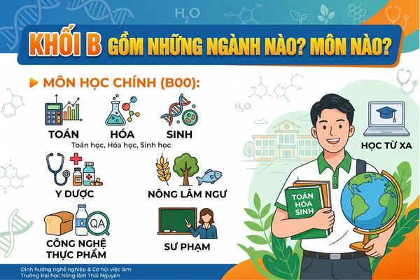 Khối B gồm những ngành nào? Môn nào? Top ngành dễ xin việc 2026