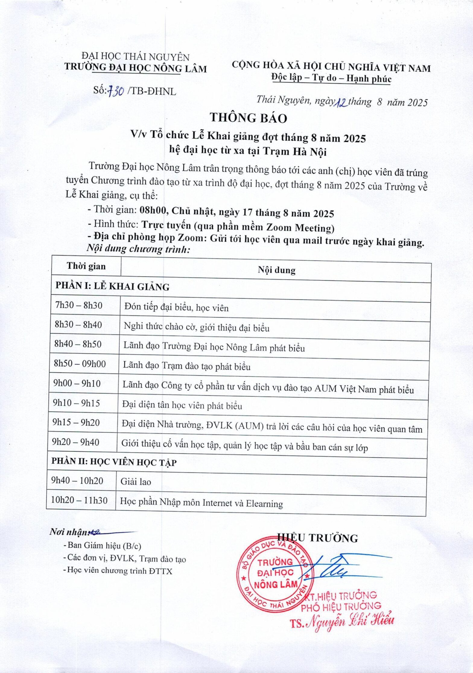 tb khai giang tram ha noi