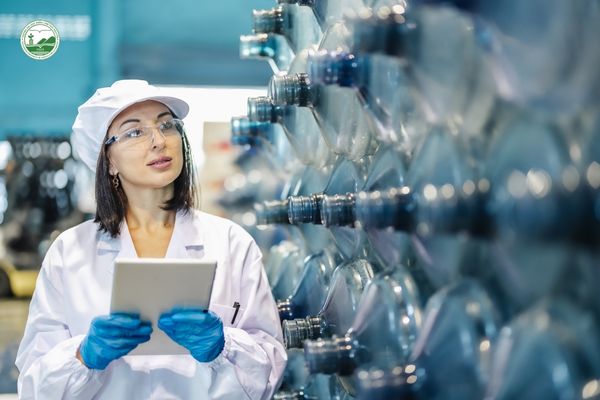 Nhân viên QA/QC kiểm tra chất lượng thực phẩm trong nhà máy.