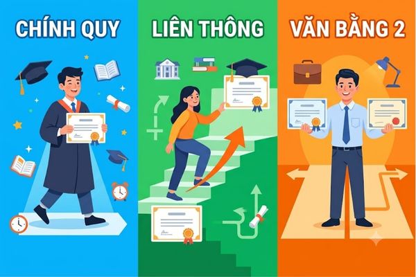Khác nhau giữa bằng chính quy, liên thông, văn bằng 2